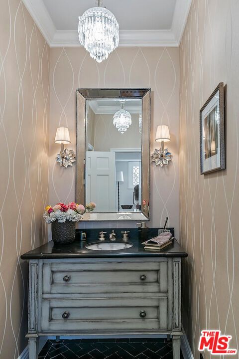 Bathroom, Chandelier, Interior