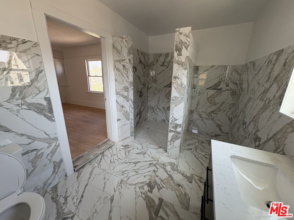 Bathroom, Interior, Marble, Marble Walls, Wood Texture Flooring