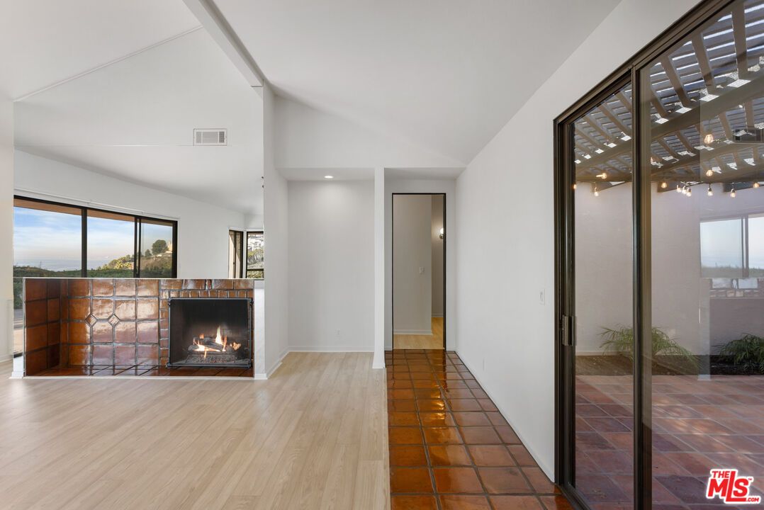 Fireplace, Interior, Recessed Lighting, Wood Texture Flooring