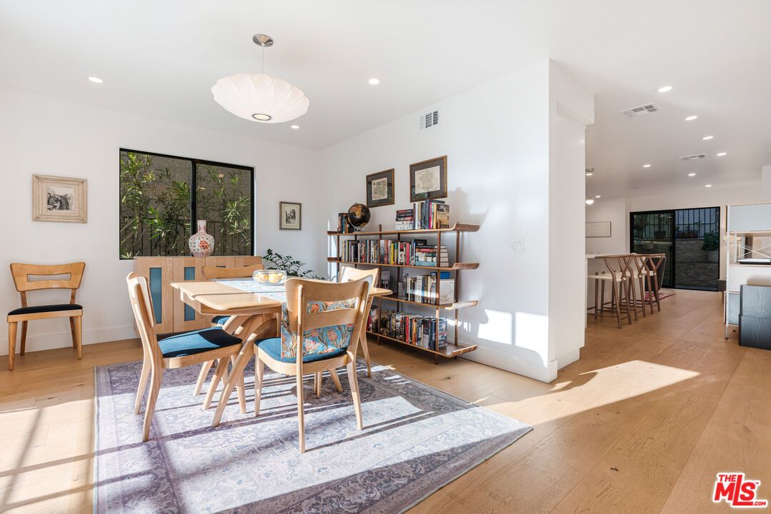 Dining room, Interior, Pendant Lights, Recessed Lighting, Wood Texture Flooring