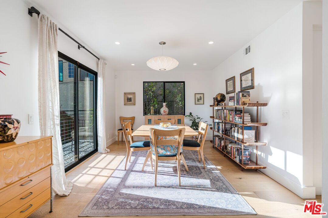 Dining room, Interior, Pendant Lights, Recessed Lighting, Wood Texture Flooring