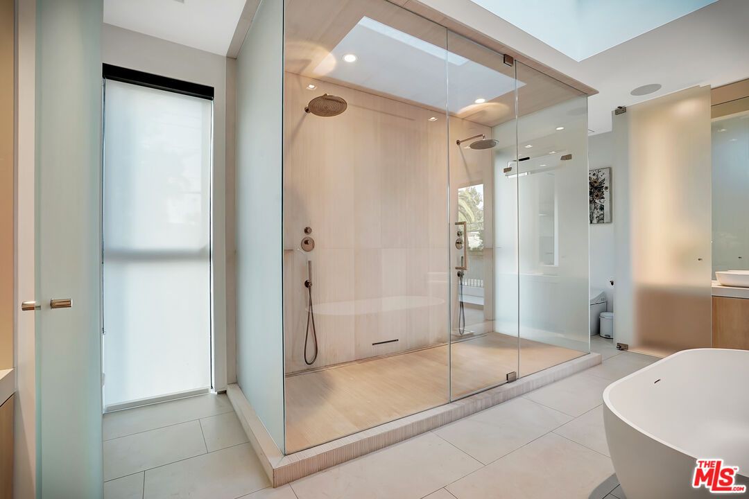 Bathroom, Free Standing Baths, Glass Shower, Interior, Recessed Lighting