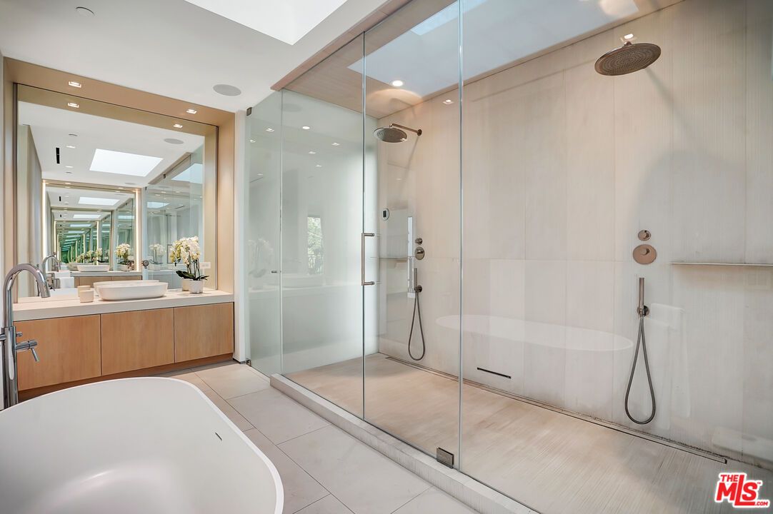 Bathroom, Free Standing Baths, Glass Shower, Interior, Recessed Lighting