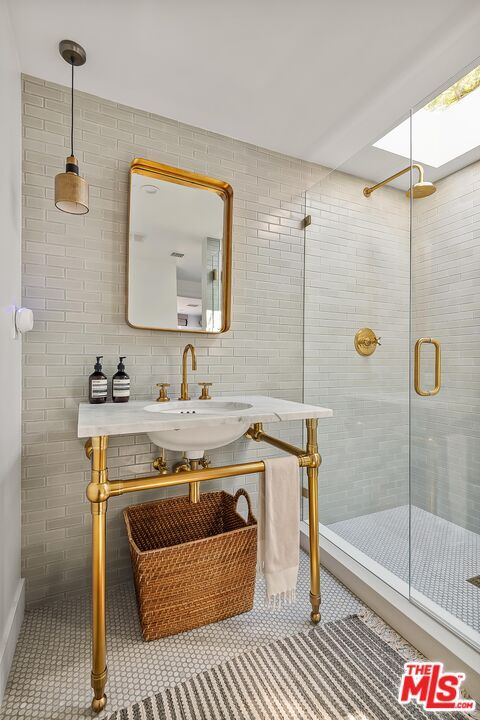 Bathroom, Glass Shower, Interior, Pendant Lights