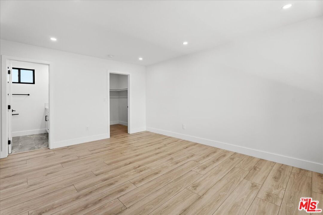 Bathroom, Empty room, Interior, Recessed Lighting, Wood Texture Flooring