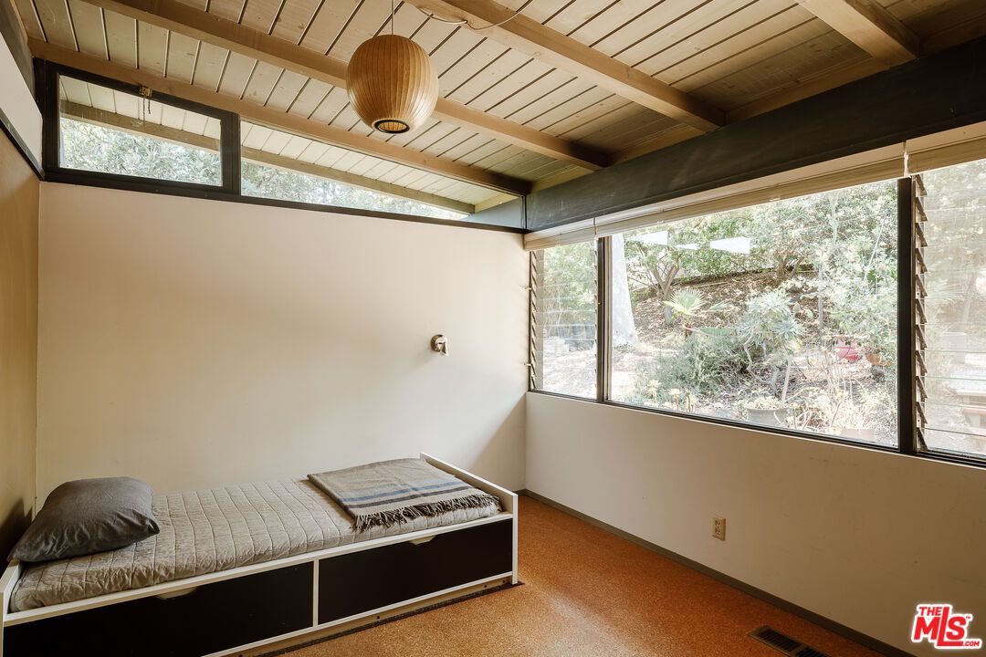 Bedroom, Interior, Pendant Lights, Wooden Ceilings