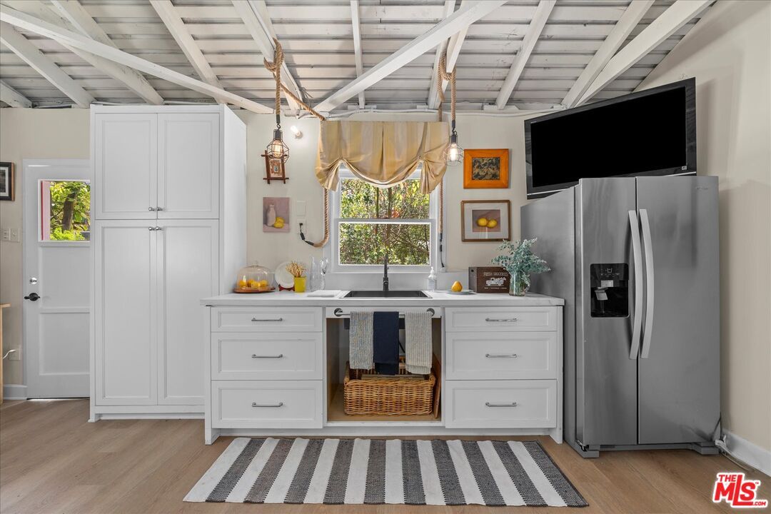 Interior, Kitchen, Pendant Lights, Stainless Steel Appliances, Wood Texture Flooring