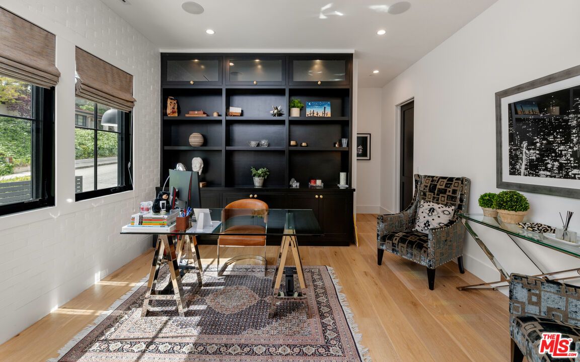 Home Office, Interior, Recessed Lighting, Wood Texture Flooring