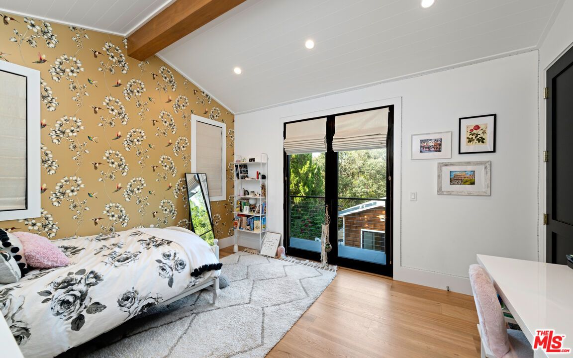 Bedroom, Interior, Recessed Lighting, Wooden Beams, Wood Texture Flooring