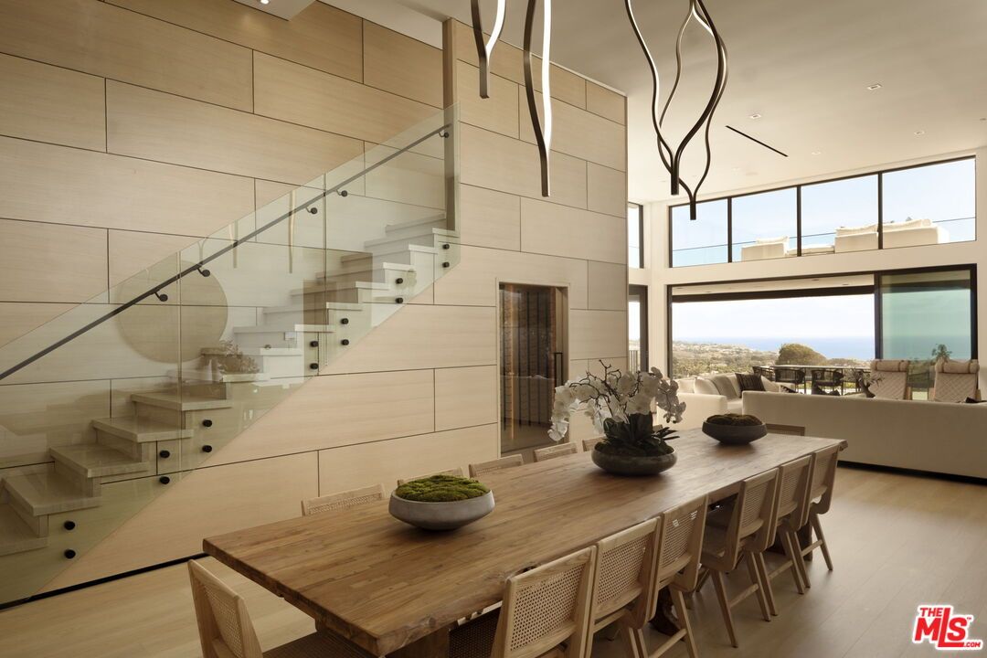 Dining room, Interior, Living room, Recessed Lighting, Water, Wood Texture Flooring