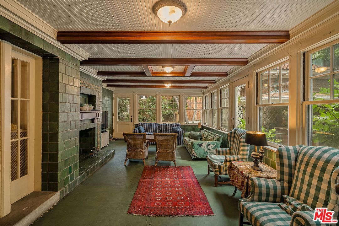Fireplace, Interior, Living room, Stone Walls, Sun Room, Wooden Beams