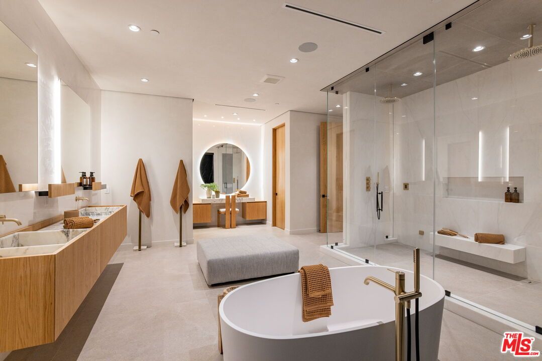 Bathroom, Dual Sink Vanities, Free Standing Baths, Glass Shower, Interior, Recessed Lighting