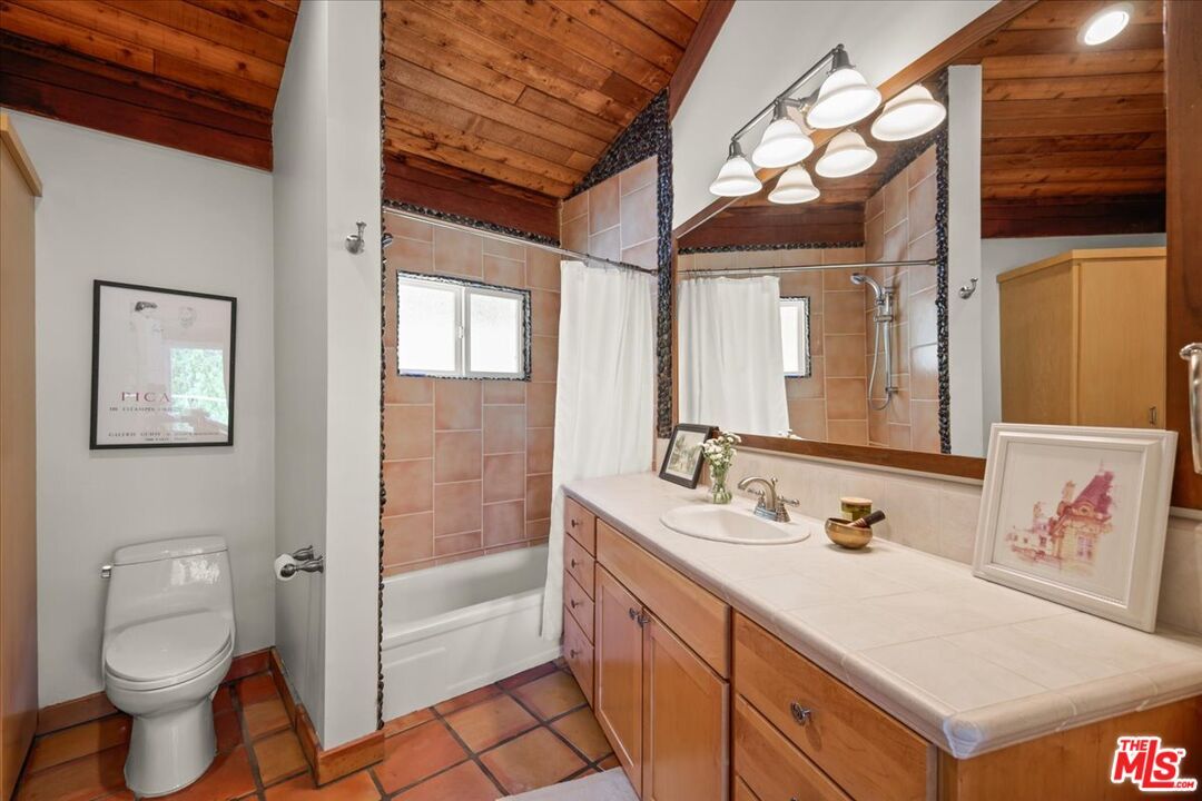 Bathroom, Interior, Tile Countertops, Wooden Ceilings