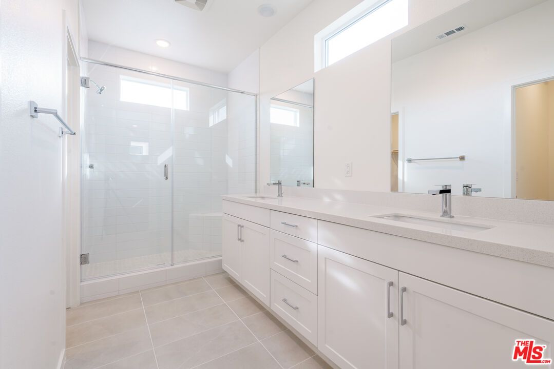 Bathroom, Dual Sink Vanities, Glass Shower, Interior, Recessed Lighting