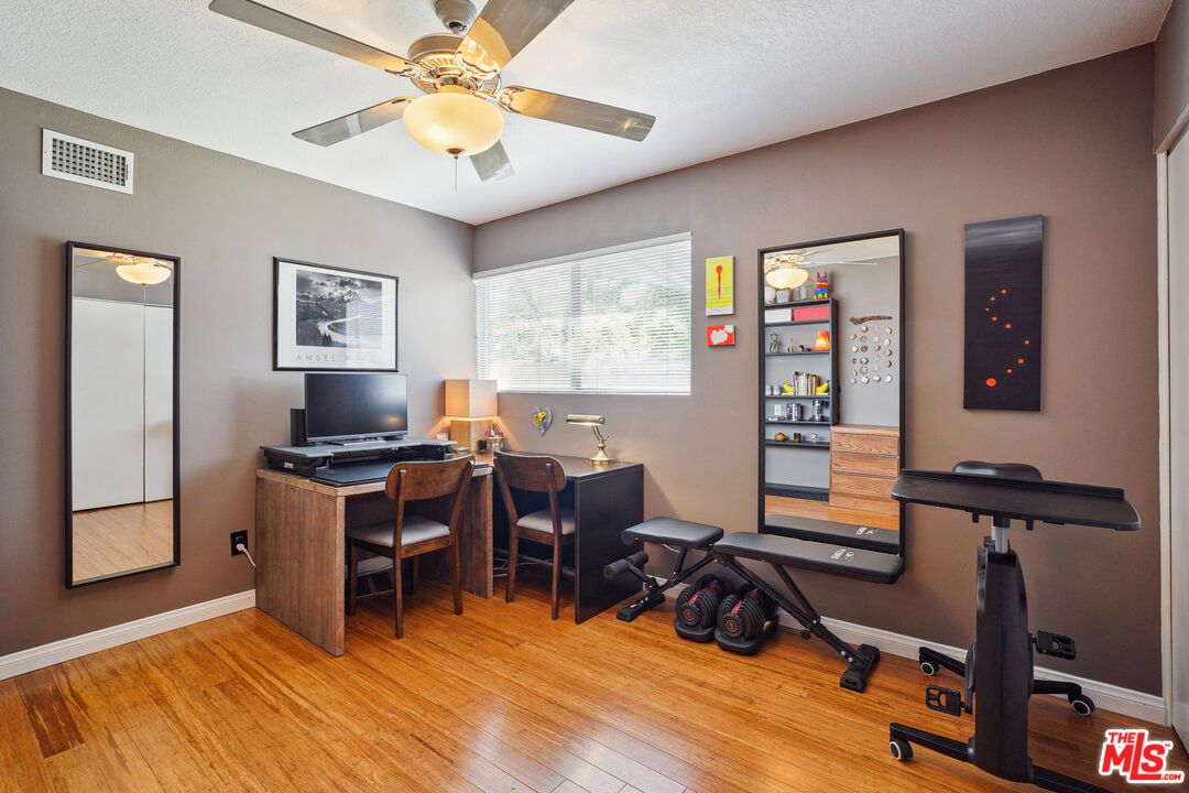 Fitness Equipment, Home Office, Interior, Wood Texture Flooring