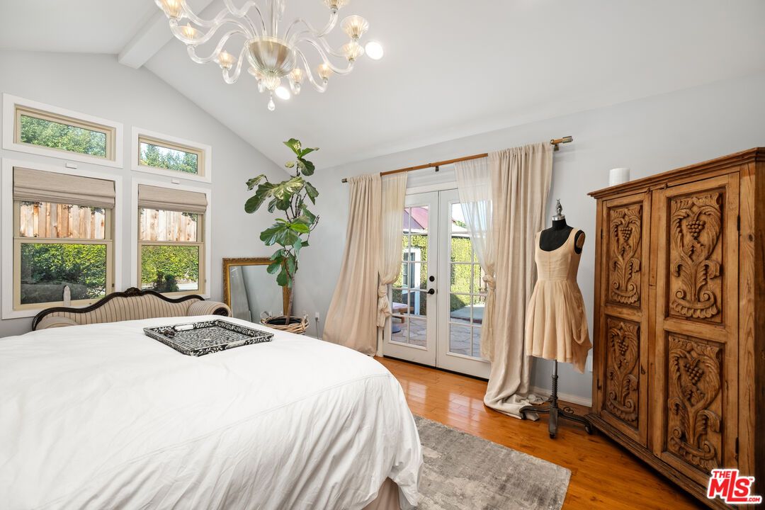 Bedroom, Chandelier, Interior, Wood Texture Flooring