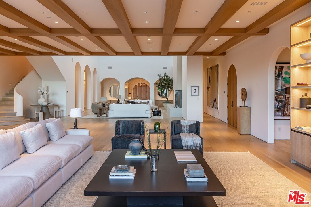 Interior, Living room, Recessed Lighting, Wooden Beams, Wood Texture Flooring