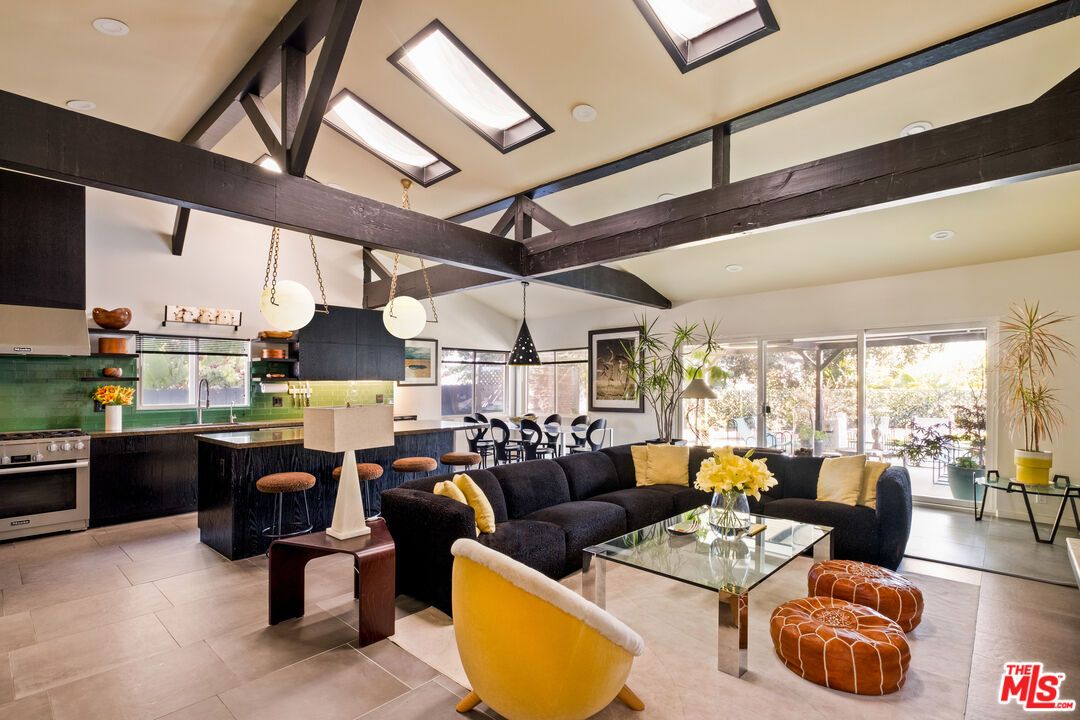 Dining room, Interior, Kitchen, Living room, Pendant Lights, Recessed Lighting, Wooden Beams