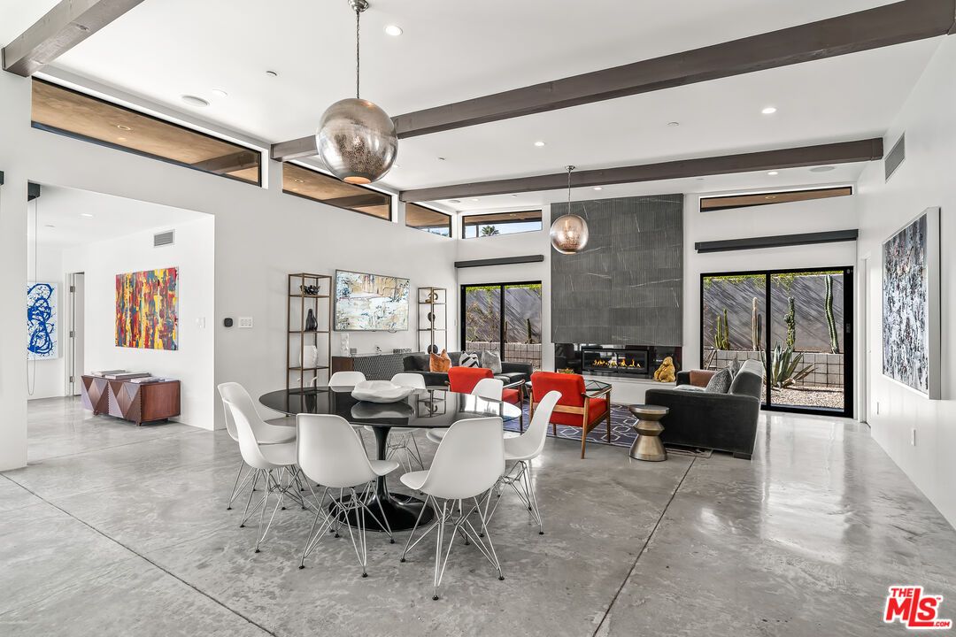 Dining room, Fireplace, Interior, Living room, Pendant Lights, Recessed Lighting