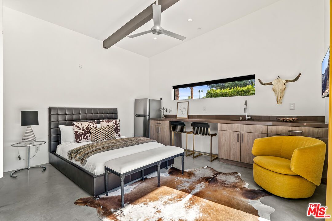 Bedroom, Interior, Recessed Lighting, Wooden Beams