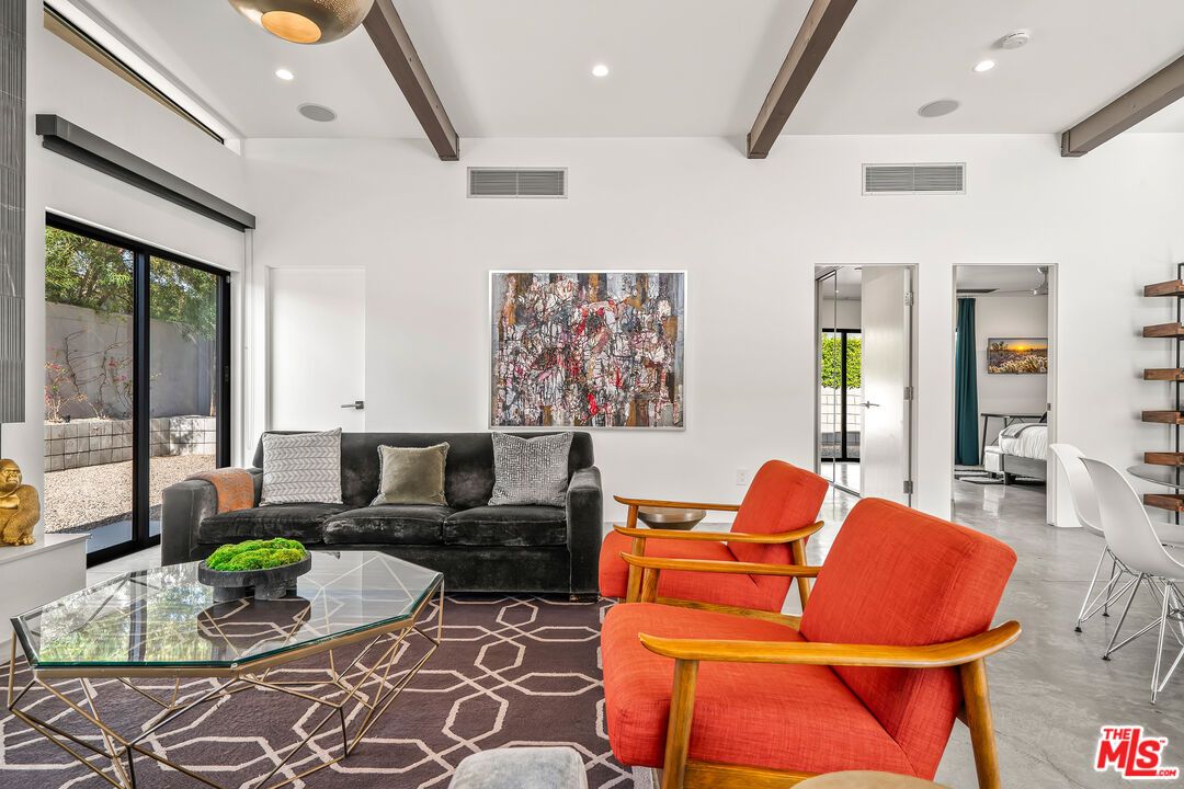 Interior, Living room, Recessed Lighting, Wooden Beams