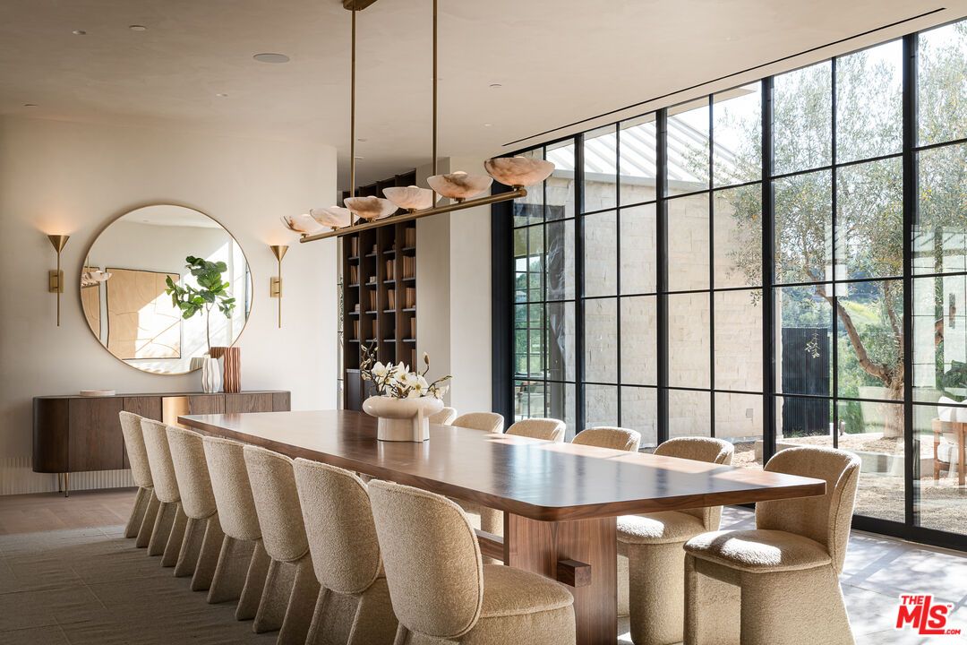 Dining room, Interior, Pendant Lights, Recessed Lighting, Wood Texture Flooring