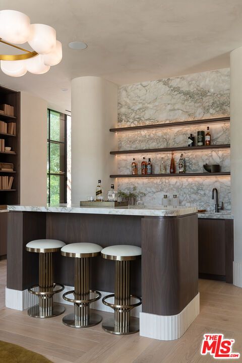 Interior, Marble Walls, Wood Texture Flooring