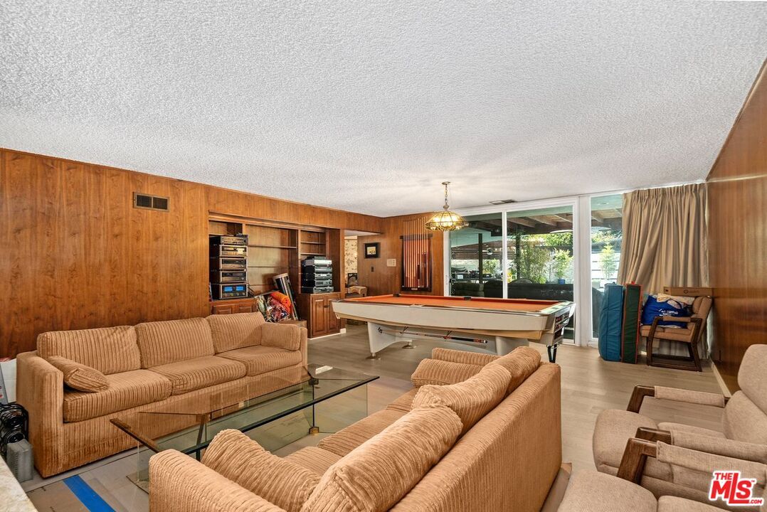 Billiard Table, Chandelier, Game Room, Interior, Living room, Wooden Walls