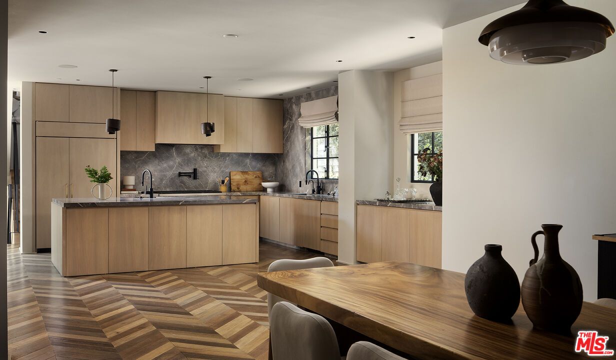 Interior, Kitchen, Pendant Lights, Recessed Lighting, Wood Texture Flooring