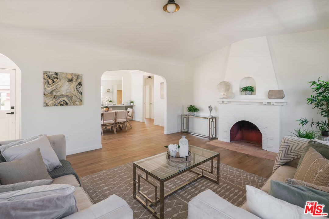 Dining room, Fireplace, Interior, Living room, Wood Texture Flooring