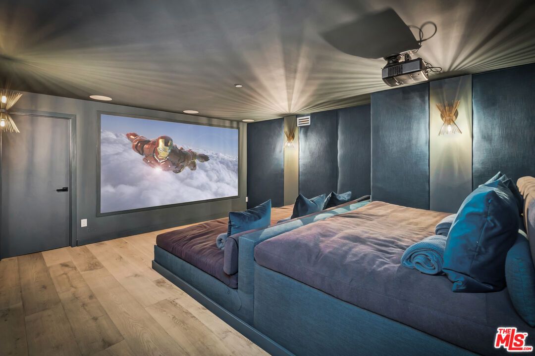 Bedroom, Interior, Projection Screen, Wood Texture Flooring