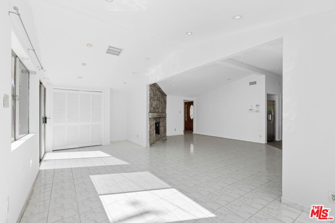 Empty room, Fireplace, Interior, Marble, Recessed Lighting