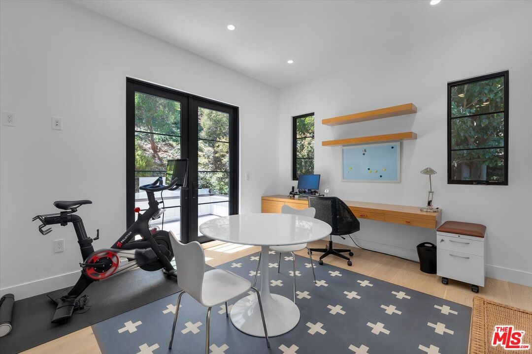 Fitness Equipment, Home Office, Interior, Recessed Lighting, Wood Texture Flooring