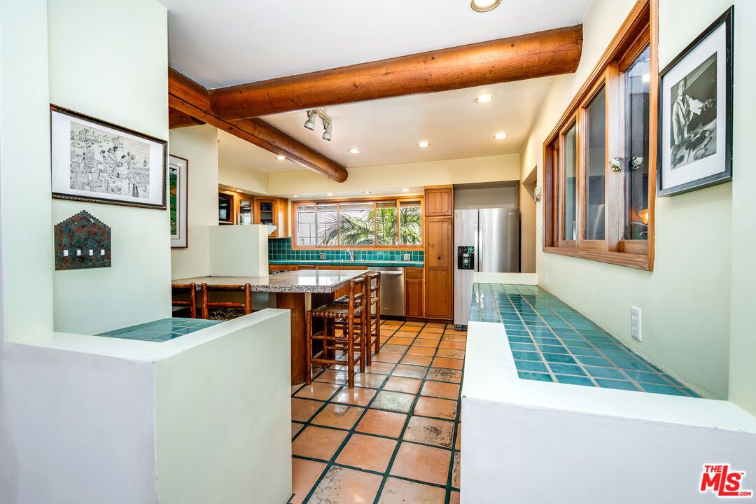 Interior, Kitchen, Recessed Lighting, Stainless Steel Appliances, Wooden Beams