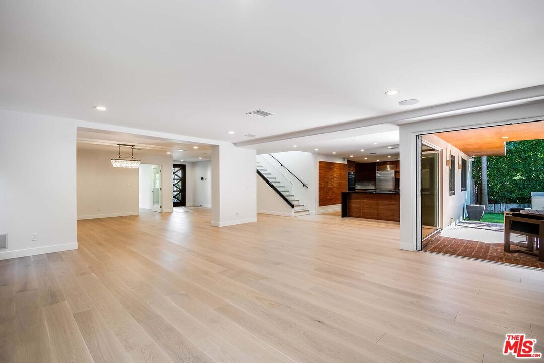 Empty room, Interior, Pendant Lights, Recessed Lighting, Wood Texture Flooring