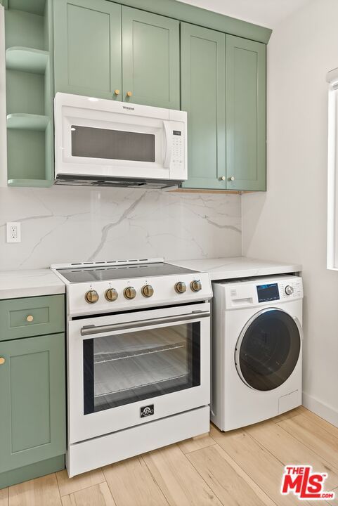 Interior, Marble Walls, Washer, Wood Texture Flooring