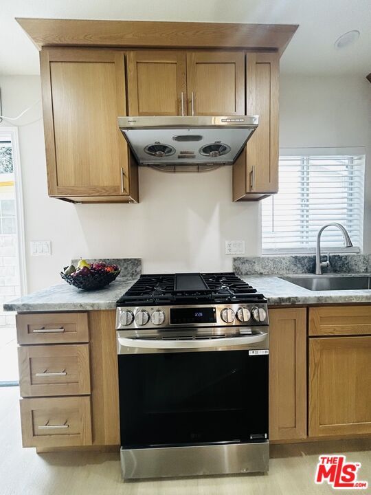 Interior, Kitchen, Stainless Steel Appliances, Wood Texture Flooring