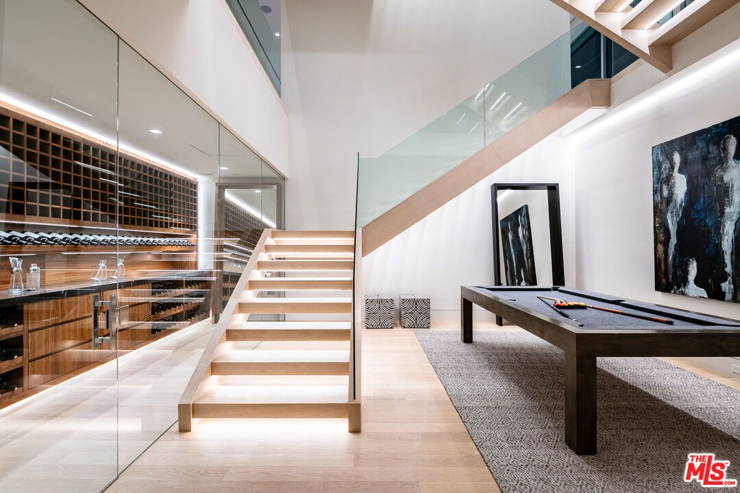 Billiard Table, Game Room, Interior, Recessed Lighting, Wood Texture Flooring