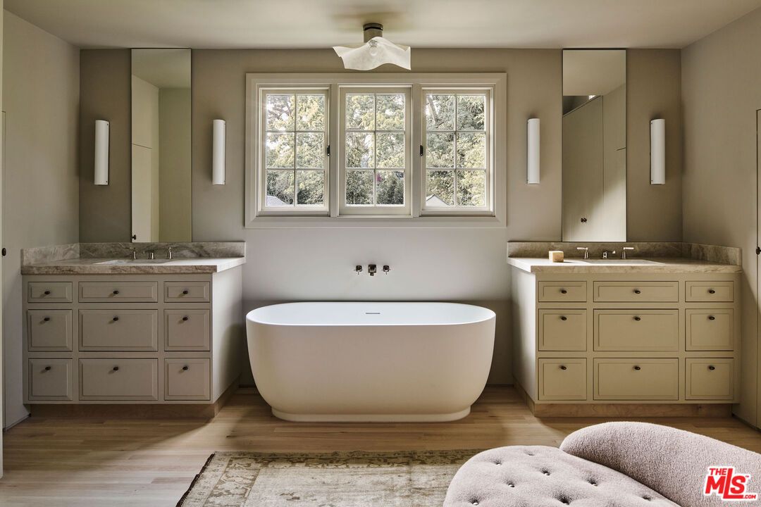 Bathroom, Free Standing Baths, Interior, Wood Texture Flooring