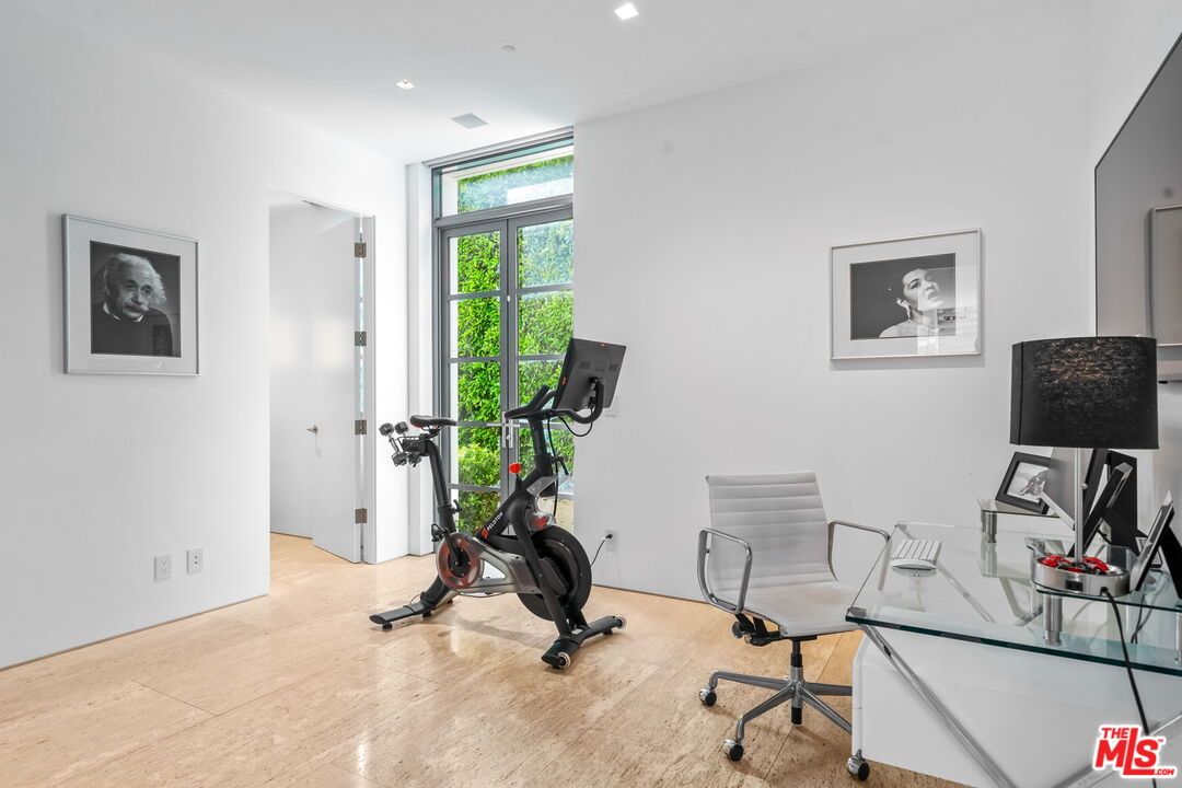 Fitness Equipment, Home Office, Interior, Recessed Lighting, Wood Texture Flooring