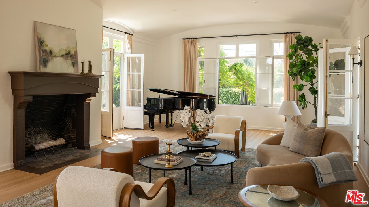 Fireplace, Interior, Living room, Piano, Wood Texture Flooring