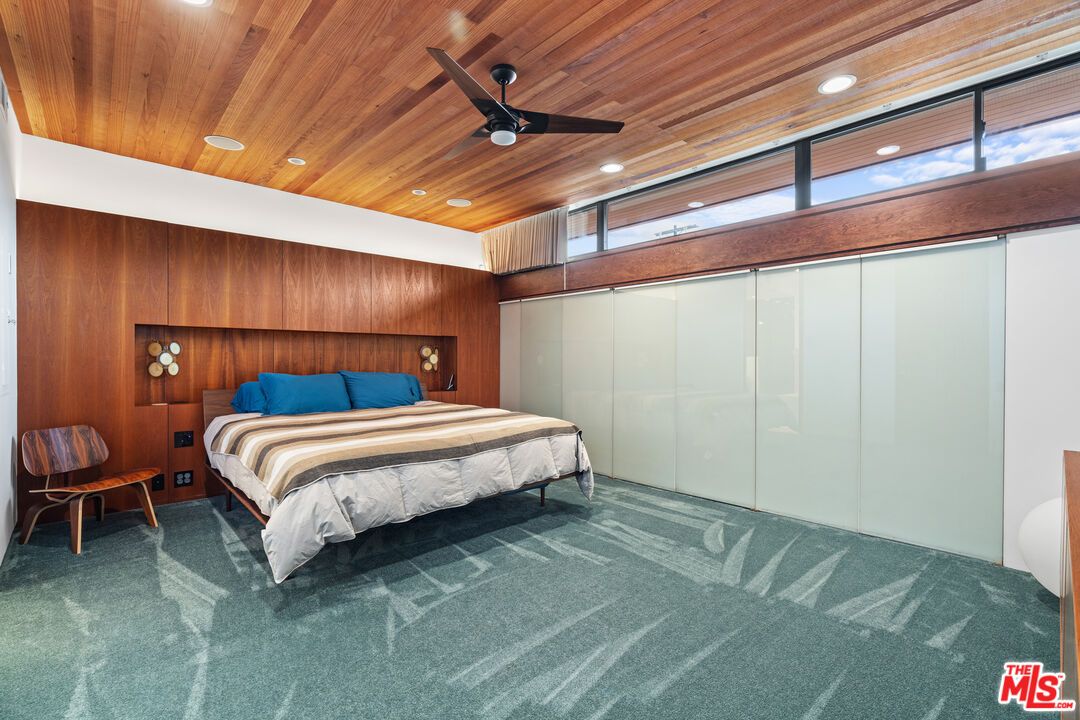 Bedroom, Interior, Recessed Lighting, Wooden Ceilings, Wooden Walls