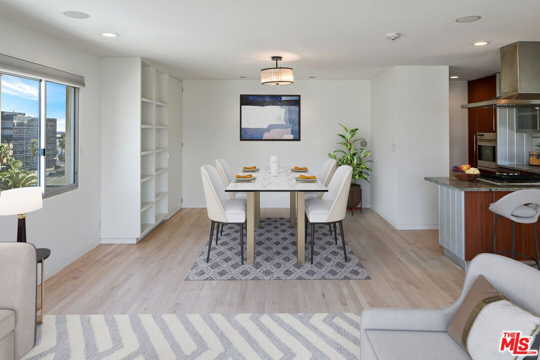 Dining room, Interior, Recessed Lighting, Wood Texture Flooring