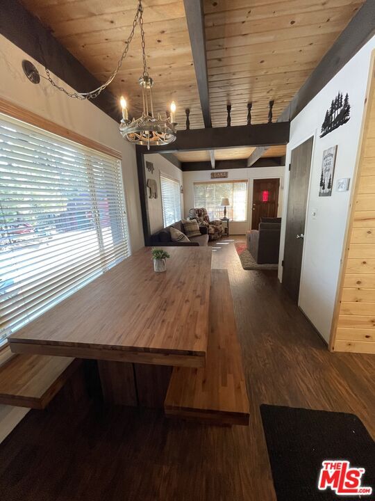 Chandelier, Dining room, Interior, Living room, Wooden Beams, Wooden Ceilings, Wood Texture Flooring