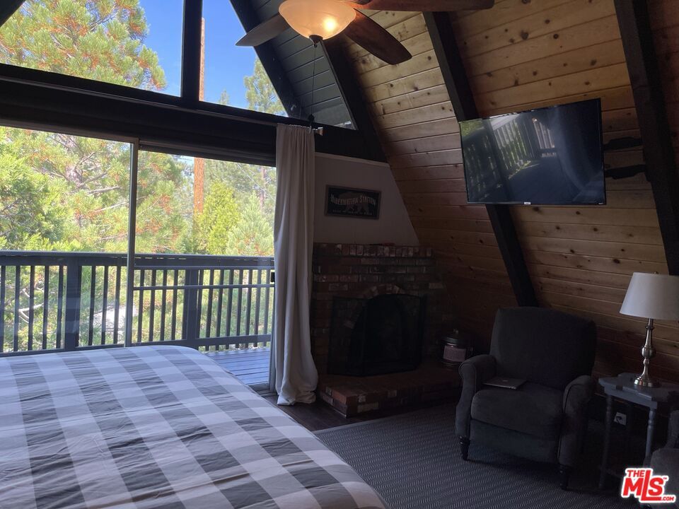 Bedroom, Fireplace, Interior, Wooden Ceilings, Wooden Walls