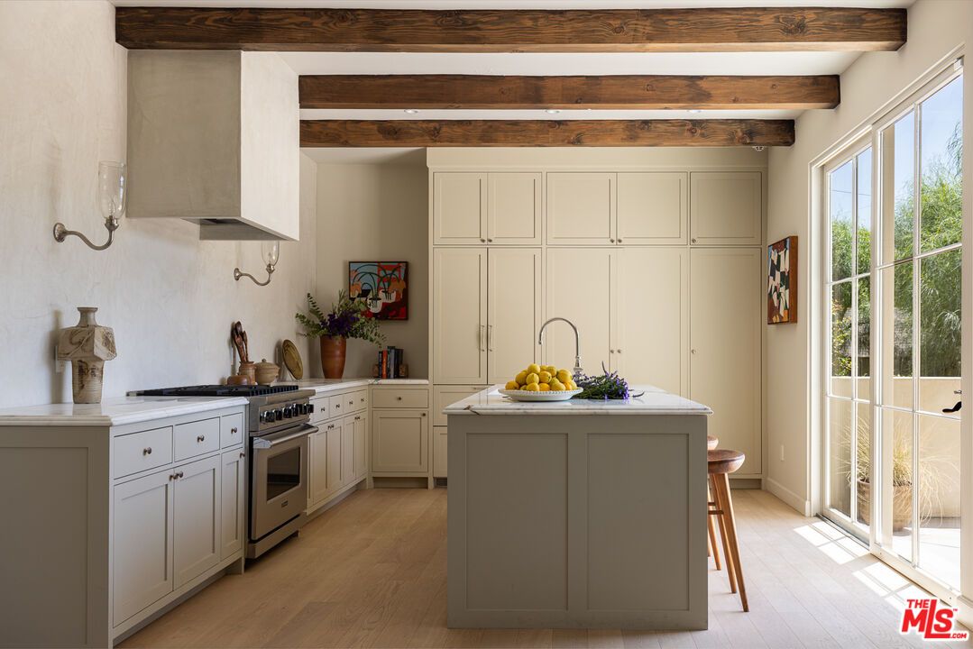Interior, Kitchen, Stainless Steel Appliances, Wooden Beams, Wood Texture Flooring