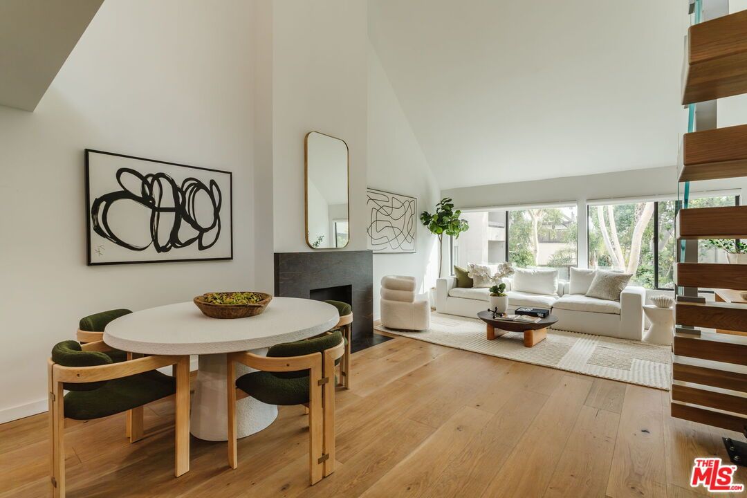 Dining room, Fireplace, Interior, Living room, Wood Texture Flooring