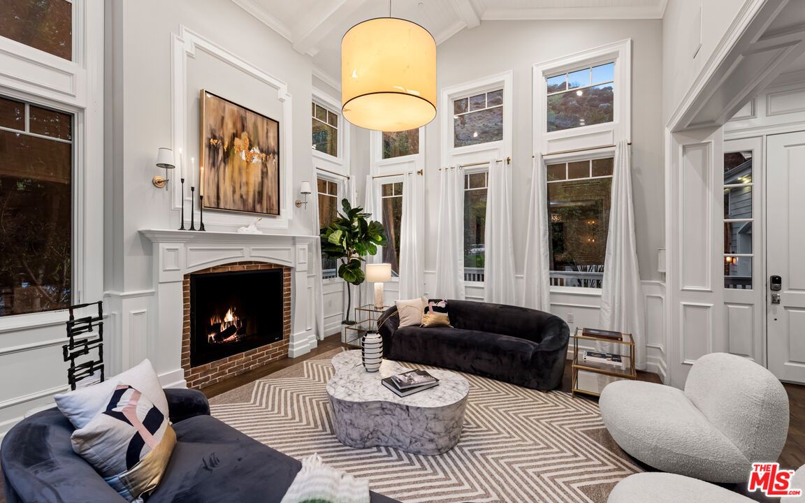 Fireplace, Interior, Living room, Pendant Lights