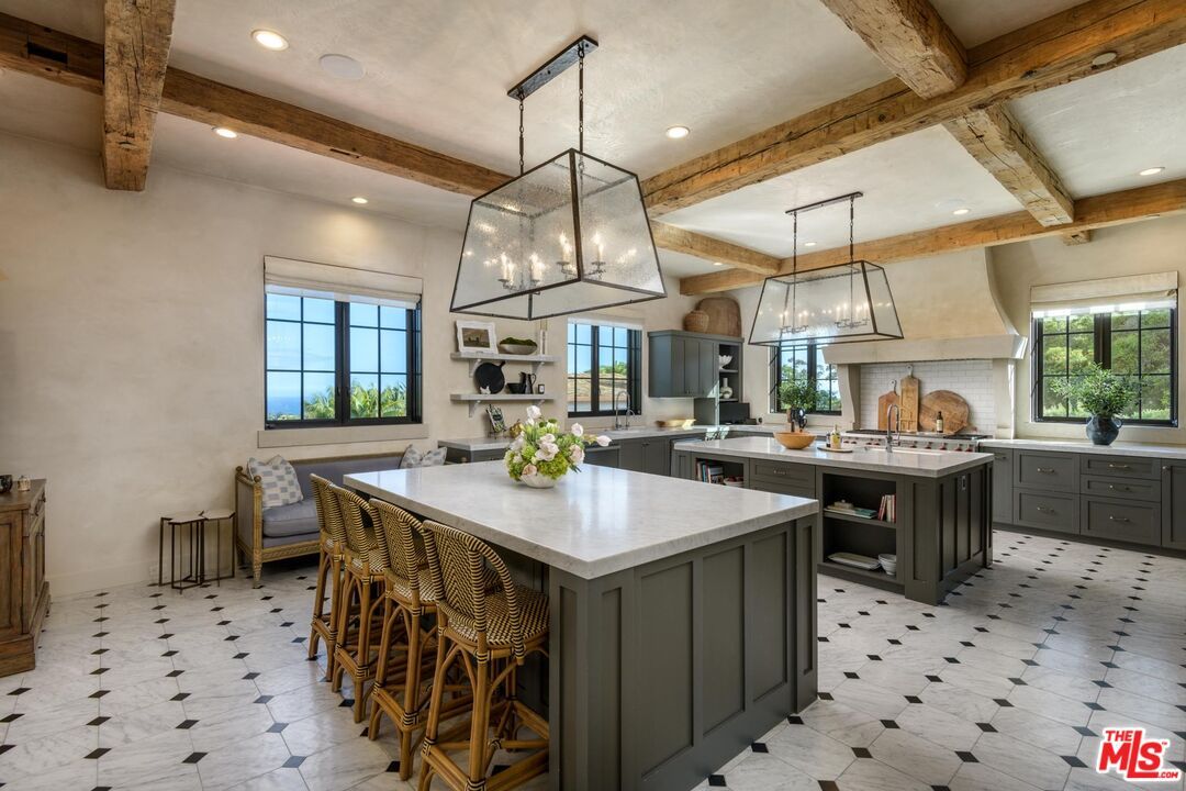 Interior, Kitchen, Pendant Lights, Recessed Lighting, Stainless Steel Appliances, Wooden Beams