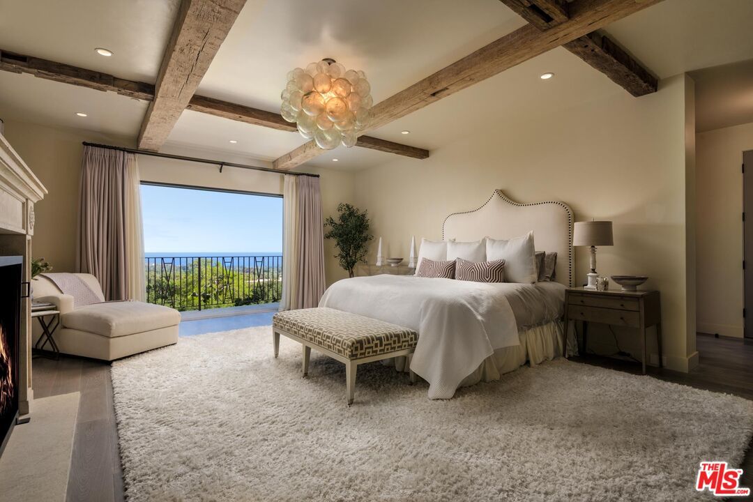 Bedroom, Interior, Recessed Lighting, Water, Wooden Beams, Wood Texture Flooring